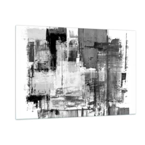 Impression sur verre - Image sur verre - Abstraction en noir et blanc avec une structure géométrique - 120x80cm - Le gris est beau - Décoration murale moderne pour le salon et la chambre ARTTOR