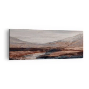 Impression sur toile - Image sur toile - Un paysage pittoresque avec une rivière et des montagnes - 140x50cm - Une vallée tranquille - Décoration murale moderne pour le salon et la chambre ARTTOR