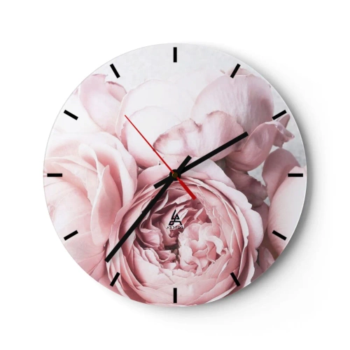 Horloge murale - Pendule murale - Pivoines roses délicates en gros plan - 30x30cm - Pour les romantiques - Décoration murale moderne pour le salon, la cuisine et la chambre ARTTOR