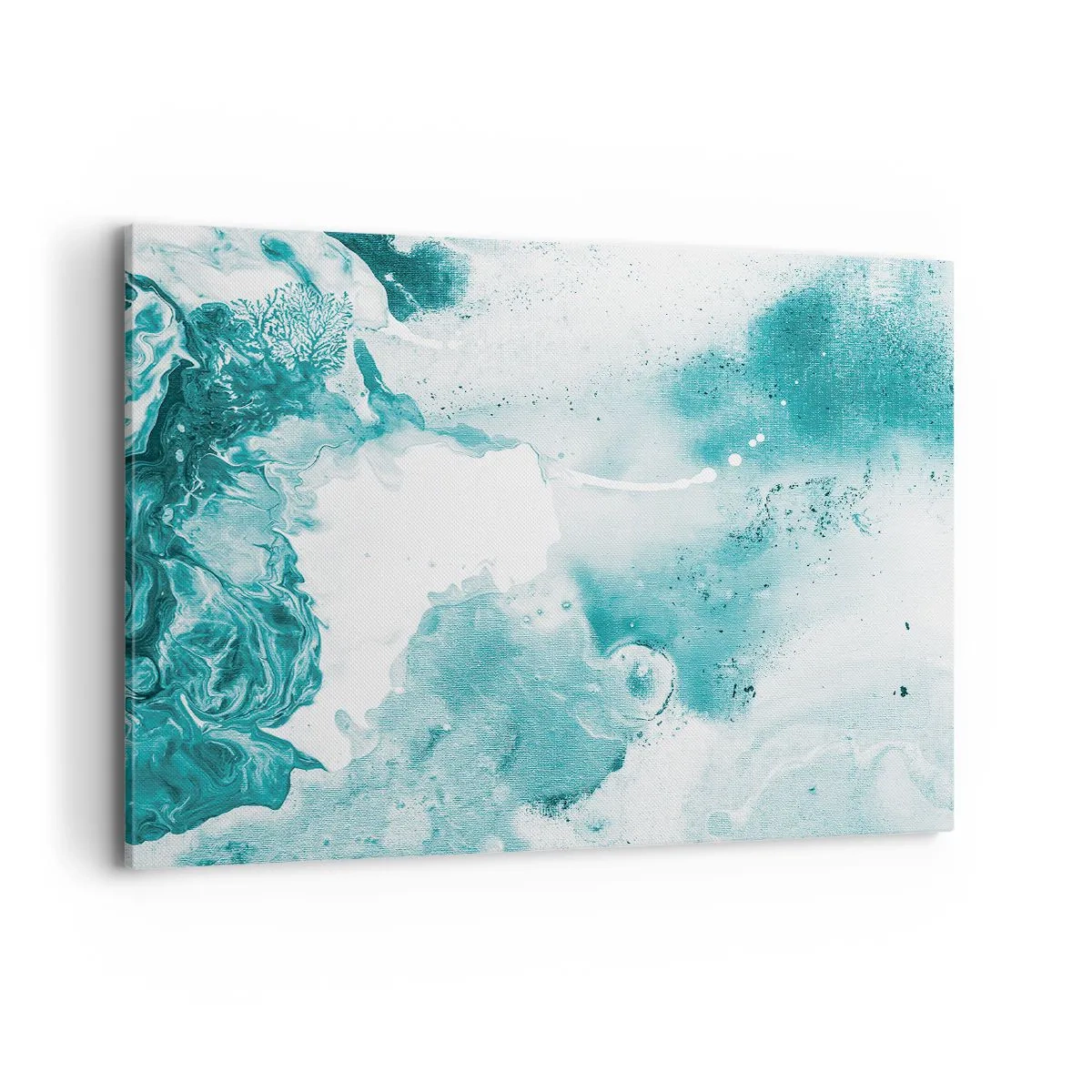 Impression sur toile - Image sur toile - Abstraction dans des tons de bleu avec de délicats accents de blanc - 100x70cm - Marécage bleu - Décoration murale moderne pour le salon et la chambre ARTTOR