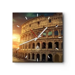 Horloge murale - Pendule murale - Le Colisée de Rome au coucher du soleil - 30x30cm - Une impression colossale - Décoration murale moderne pour le salon et la chambre ARTTOR