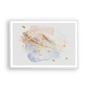 Affiche dans un cadre blanc - Poster - Explosion d'or - 100x70 cm