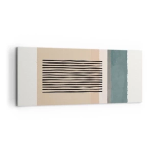 Impression sur toile - Image sur toile - Formes géométriques minimalistes dans des tons beiges et verts - 120x50cm - Tout est en ordre - Décoration murale moderne pour le salon et la chambre ARTTOR