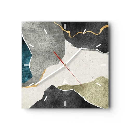 Horloge murale - Pendule murale - Composition mosaïque avec un fil d'or - 40x40 cm