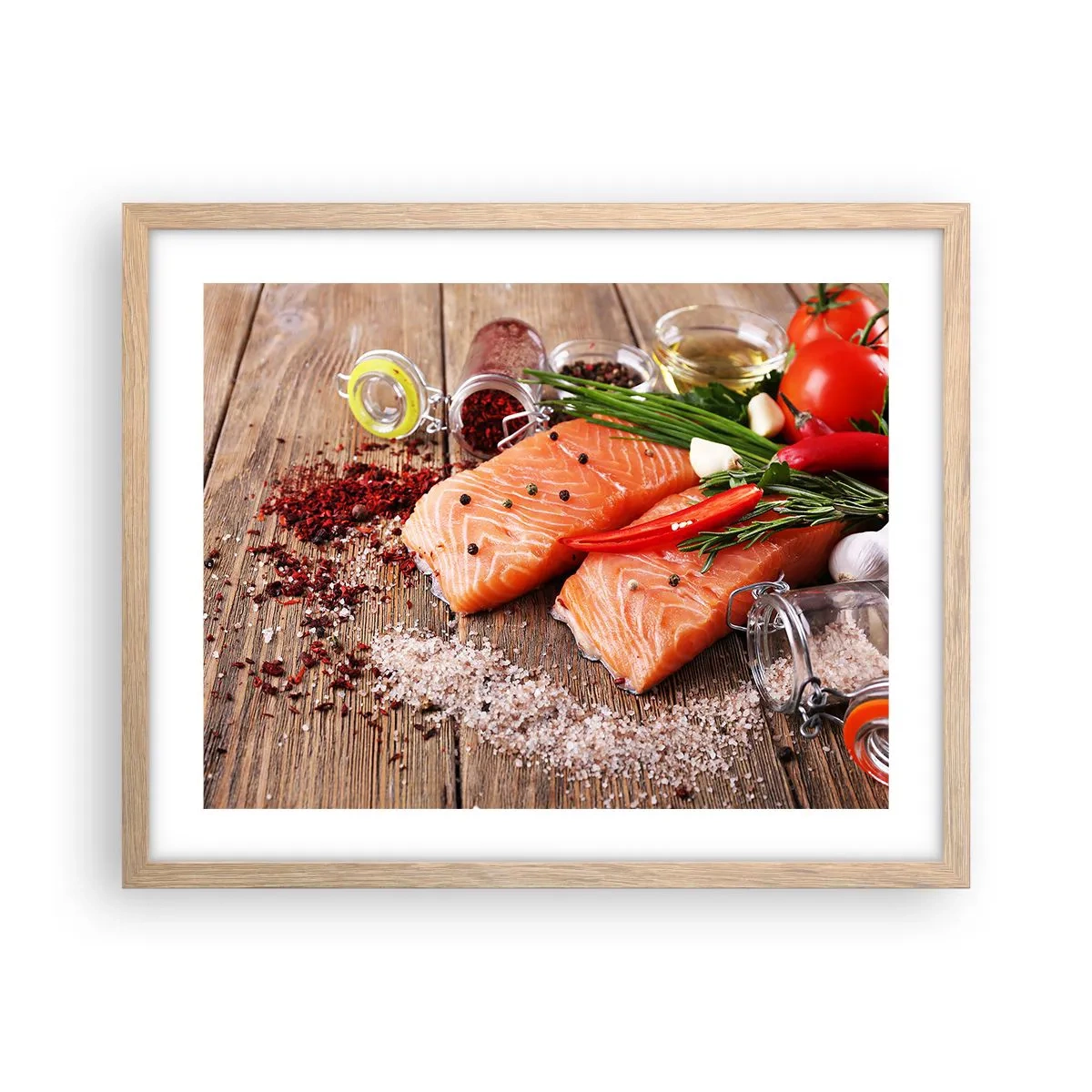 Affiche dans un chêne clair - Poster - Aventure norvégienne dans la cuisine - 50x40 cm