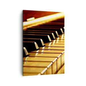 Impression sur toile - Image sur toile - Clavier de piano sous un éclairage doré - 50x70cm - Des possibilités infinies - Décoration murale moderne pour le salon et la chambre ARTTOR