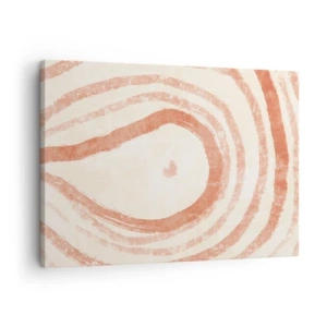 Impression sur toile - Image sur toile - Un motif abstrait de lignes concentriques dans des tons de terre cuite. - 70x50cm - Cercles de corail – composition - Décoration murale moderne pour le salon et la chambre ARTTOR