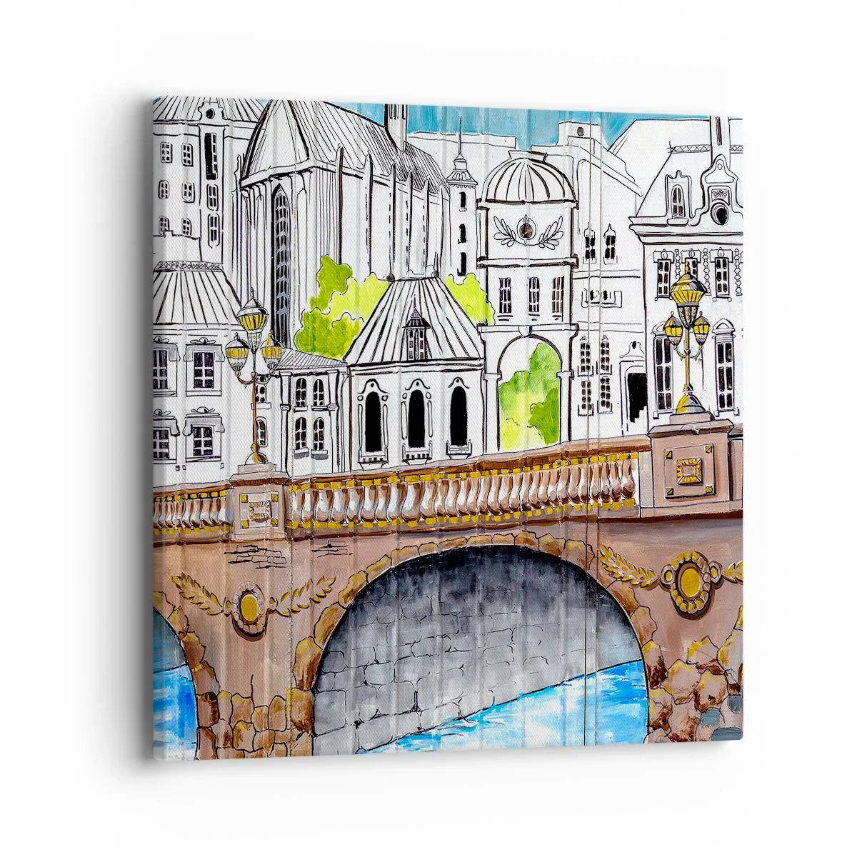 Impression sur toile - Image sur toile - Une ville comme peinte - 40x40 cm