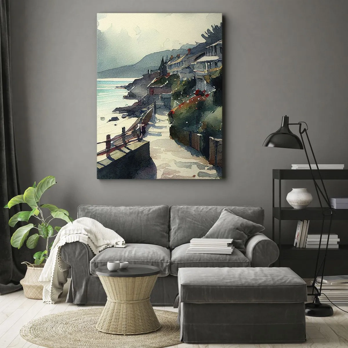 Impression sur toile - Image sur toile - Ville méditerranéenne - 55x100 cm