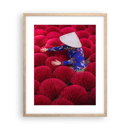 Affiche dans un chêne clair - Poster - Dans un champ de riz - 40x50 cm