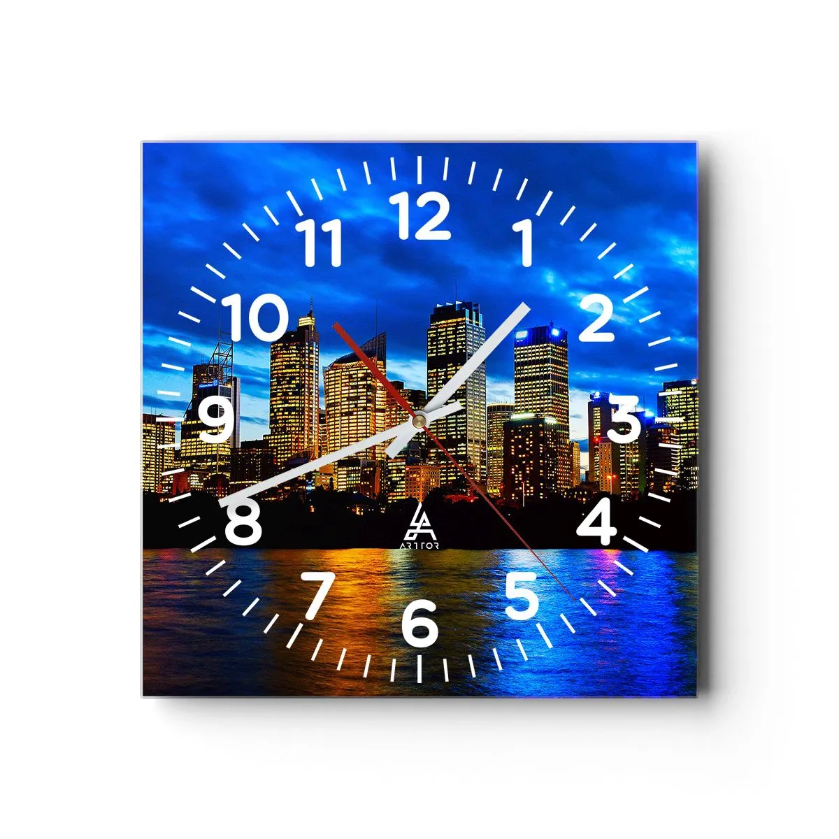 Horloge murale - Pendule murale - Une nuit de lumières et de couleurs - 40x40 cm