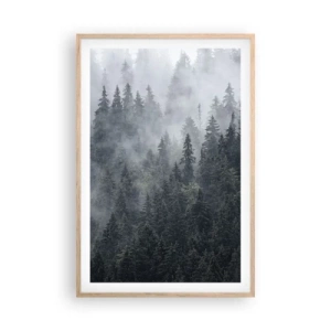 Affiche dans un chêne clair - Poster - Aube de la forêt - 61x91 cm