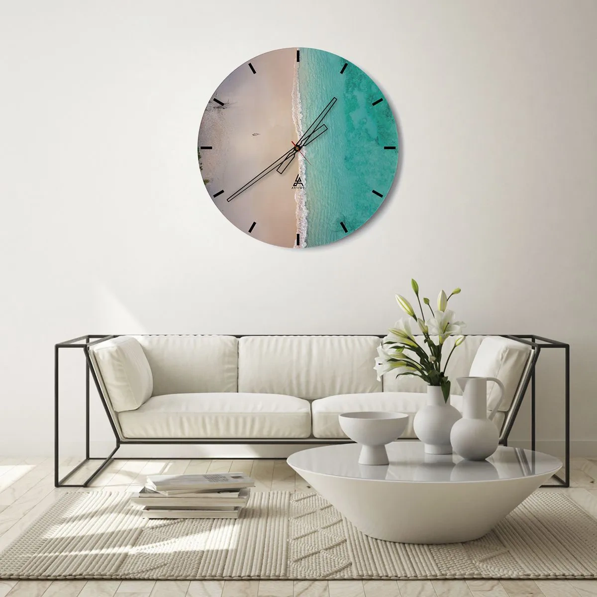 Horloge murale - Pendule murale - Plage paradisiaque - 30x30 cm