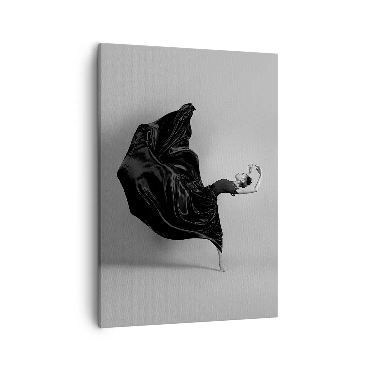 Impression sur toile - Image sur toile - Une danseuse élégante en robe noire en mouvement - 50x70cm - Musique ailées - Décoration murale moderne pour le salon et la chambre ARTTOR