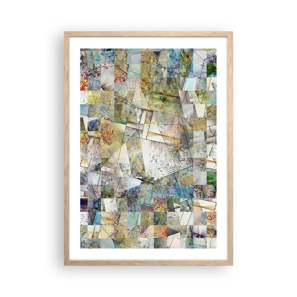 Affiche dans un chêne clair - Poster - Remaniement géométrique - 50x70 cm