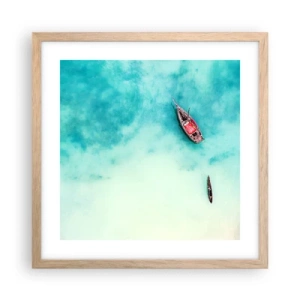 Affiche dans un chêne clair - Poster - Car sur les plages de Zanzibar, quand il y a un débordement d'eau... - 40x40 cm