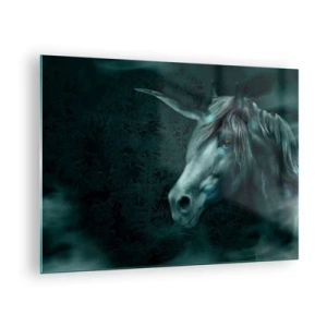 Impression sur verre - Image sur verre - Licorne dans la forêt mystérieuse - 70x50cm - Dans une forêt de conte de fées - Décoration murale moderne pour le salon et la chambre ARTTOR