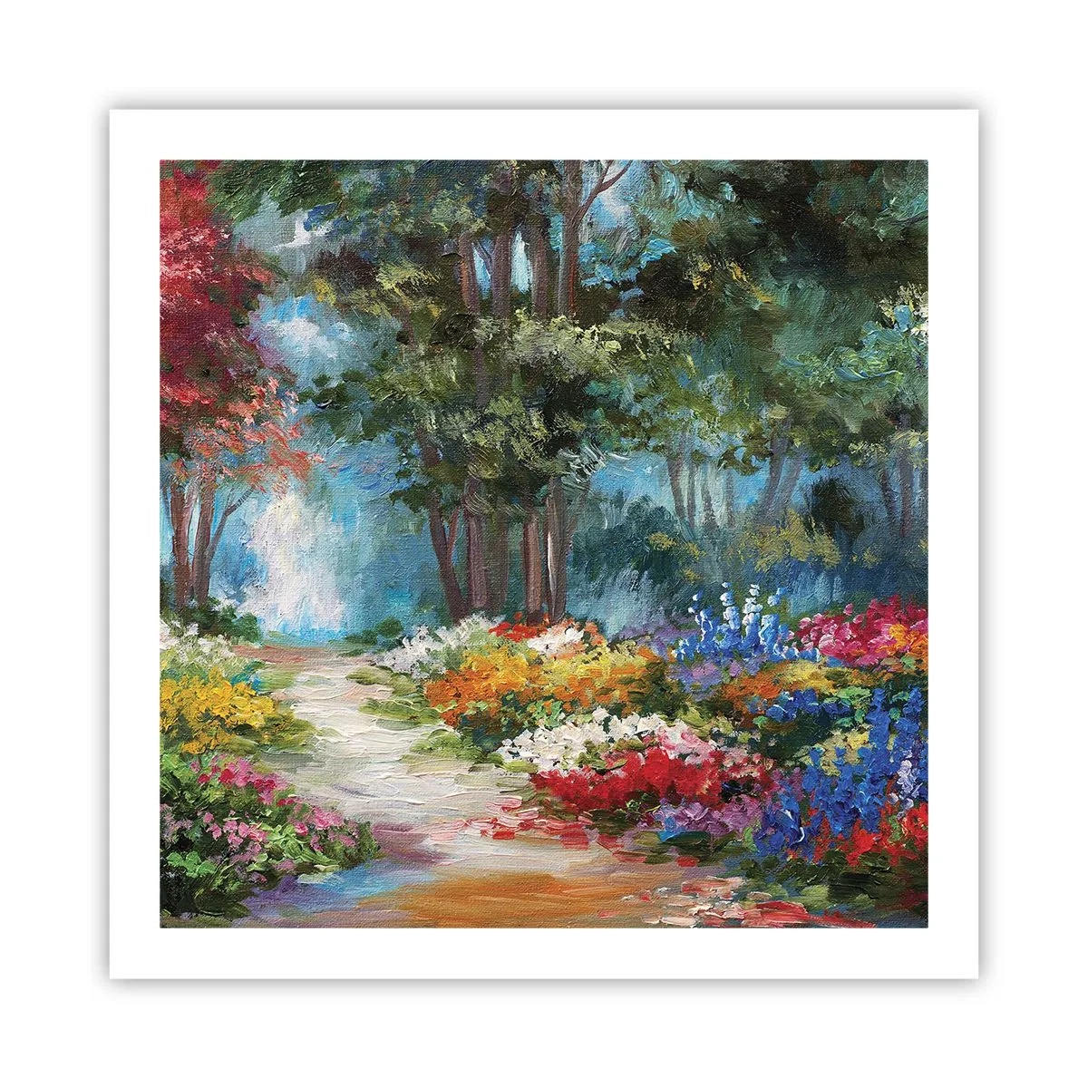 Affiche - Poster - Jardin forestier, forêt de fleurs - 60x60 cm