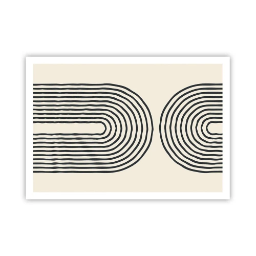 Affiche - Poster - Motif géométrique abstrait avec des lignes symétriques sur un fond clair - 100x70cm - Dans un instant... - Décoration murale moderne pour le salon et la chambre ARTTOR