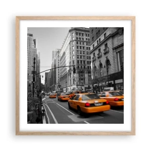 Affiche dans un chêne clair - Poster - Soleil des grandes villes - 50x50 cm