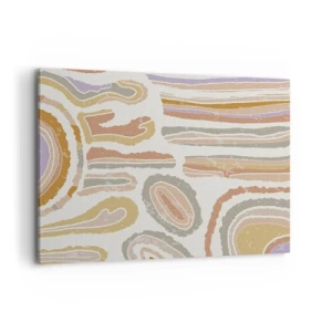 Impression sur toile - Image sur toile - Coupes transversales colorées de formes abstraites - 100x70cm - Coupes transversales colorées - Décoration murale moderne pour le salon et la chambre ARTTOR