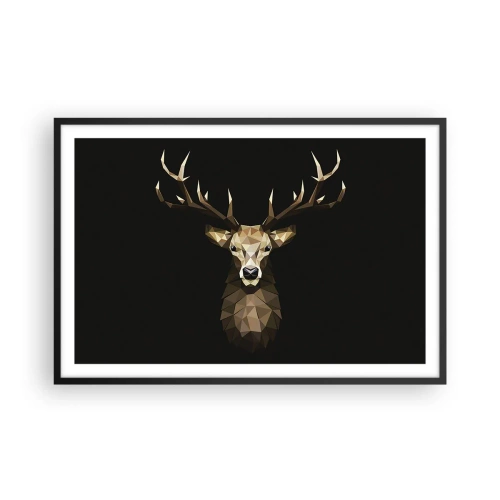 Affiche dans un cadre noir - Poster - Cerf cubique - 91x61 cm