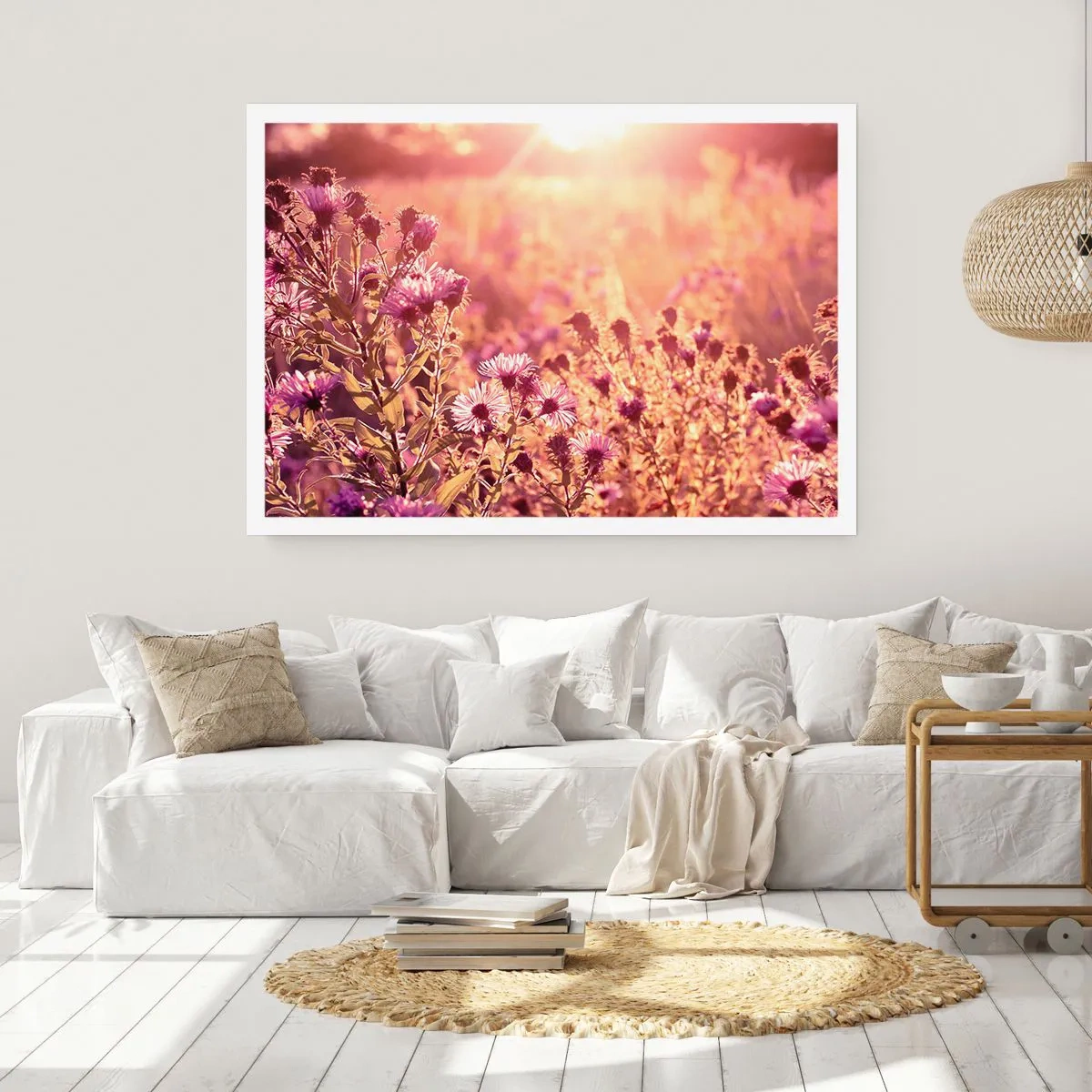 Affiche - Poster - Prairie à la lumière du soleil couchant - 100x70cm - Avant que l'été ne parte - Décoration murale moderne pour le salon et la chambre ARTTOR