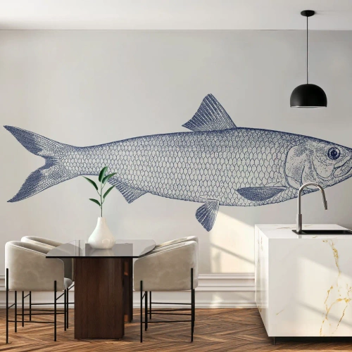 Papier Peint Photo Premium Sand - Salutations des mers du nord - Poisson, Animal marin, Style bord de mer - 400x280 cm