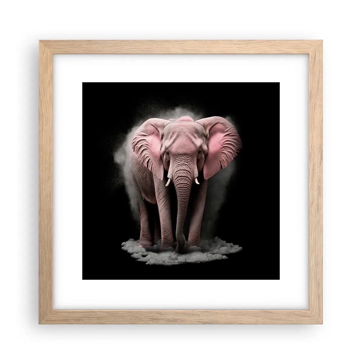 Affiche dans un chêne clair - Poster - Ne pensez pas à un éléphant rose ! - 30x30 cm