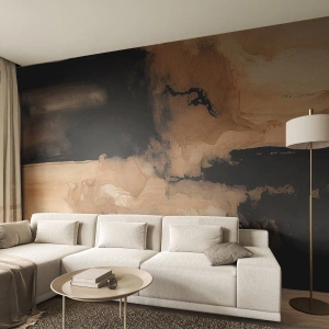 Papier Peint Photo Premium Canvas - Composition abstraite dans les tons de marron et de noir - 100x70cm - Une abstraction intrigante - Décoration murale moderne pour le salon et la chambre ARTTOR