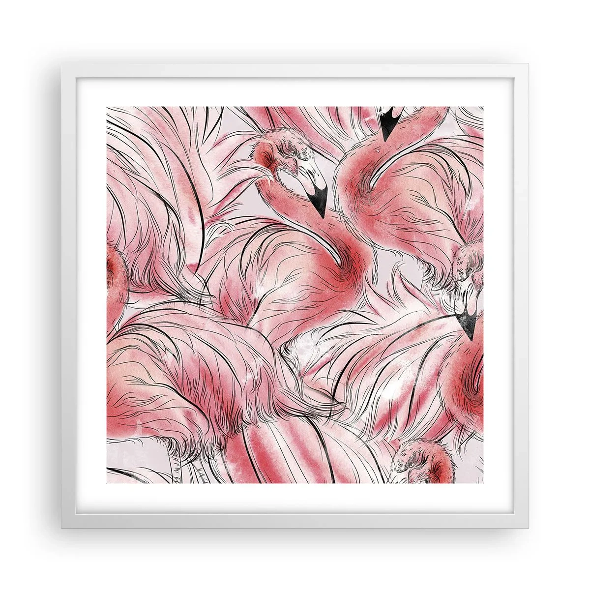 Affiche dans un cadre blanc - Poster - Oiseau corps de ballet - 50x50 cm