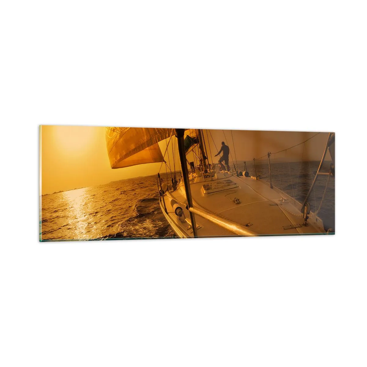 Impression sur verre - Image sur verre - Une soirée en por après une journée haute en couleurs - 90x30 cm