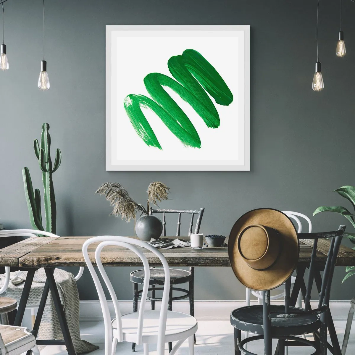 Affiche dans un cadre blanc - Poster - Blague verte - 60x60 cm