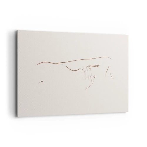 Impression sur toile - Image sur toile - Un dessin au trait subtil d'une silhouette sur un fond clair - 120x80cm - La forme du désir - Décoration murale moderne pour le salon et la chambre ARTTOR