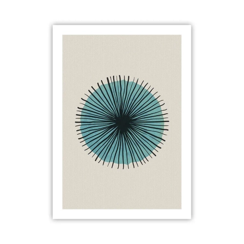 Affiche - Poster - Motif géométrique en forme de cercle radial - 50x70cm - Rayonnant dans l'azur - Décoration murale moderne pour le salon et la chambre ARTTOR