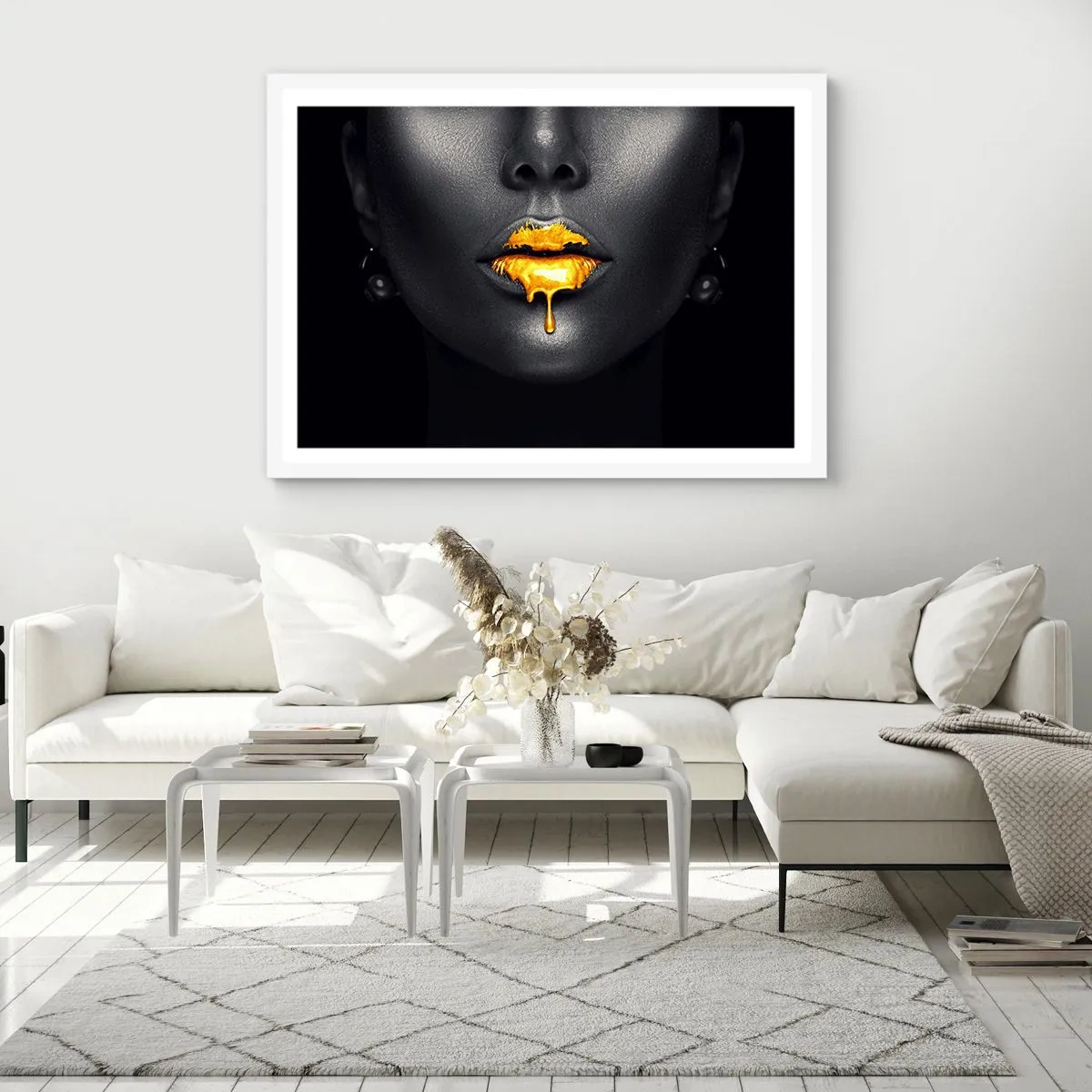 Affiche dans un cadre blanc - Poster - Bouche d'or - 100x70 cm