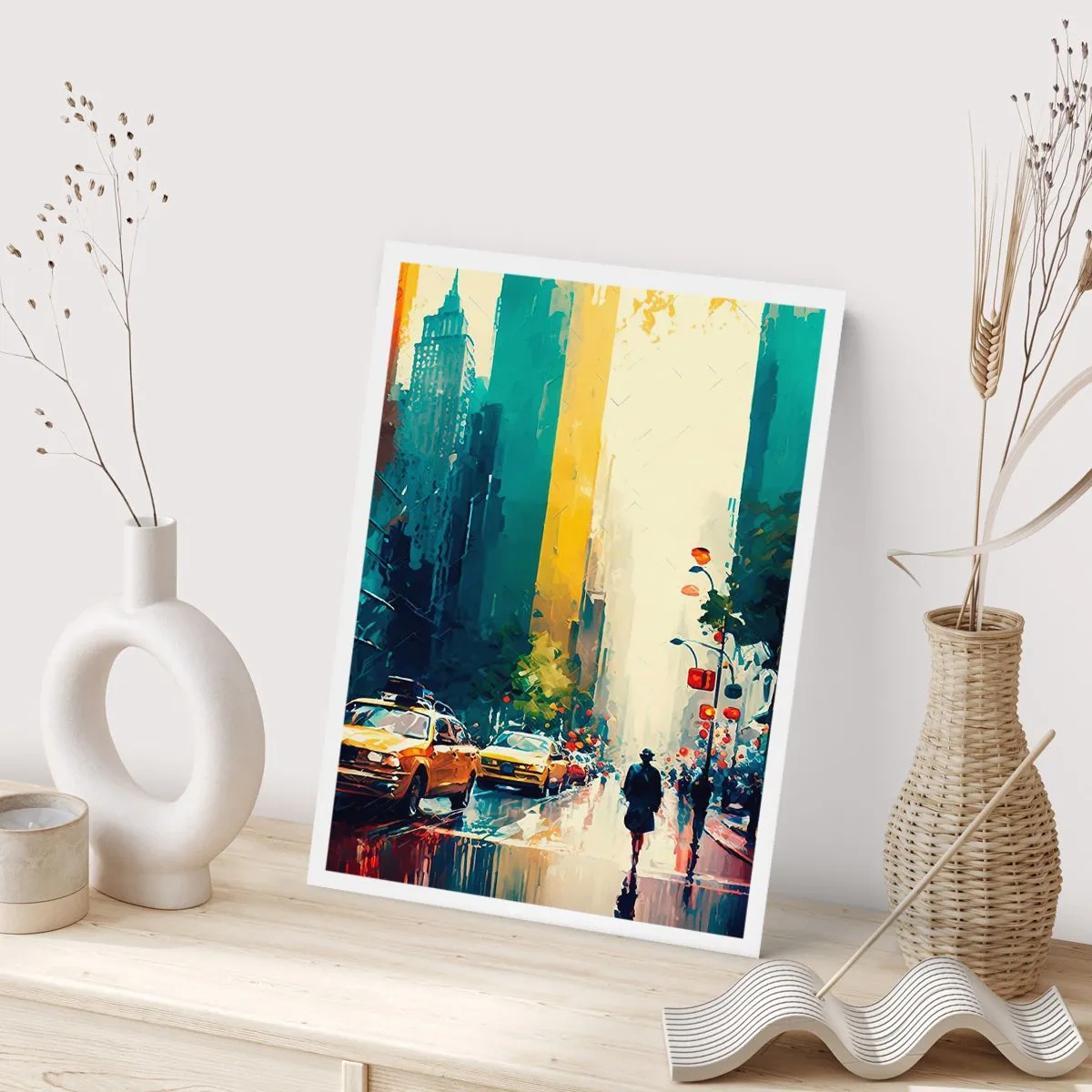 Affiche - Poster - New York – ici même la pluie est colorée - 40x50 cm