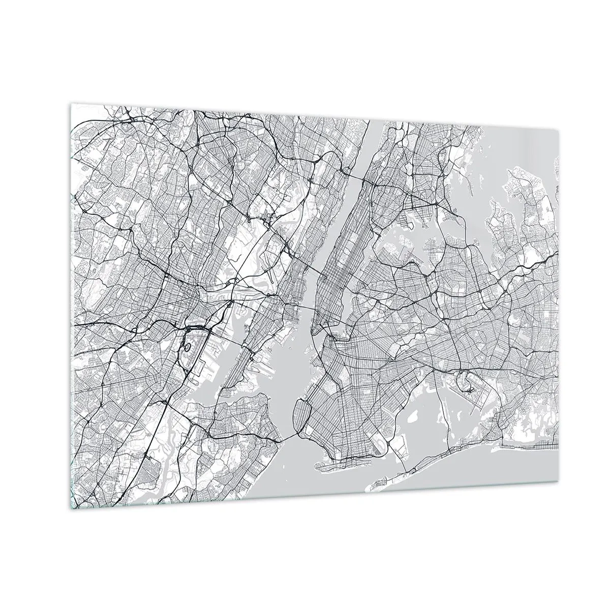 Impression sur verre - Image sur verre - Une carte des rues et des quartiers des grandes villes sous forme monochrome - 100x70cm - Anatomie de la métropole - Décoration murale moderne pour le salon et la chambre ARTTOR
