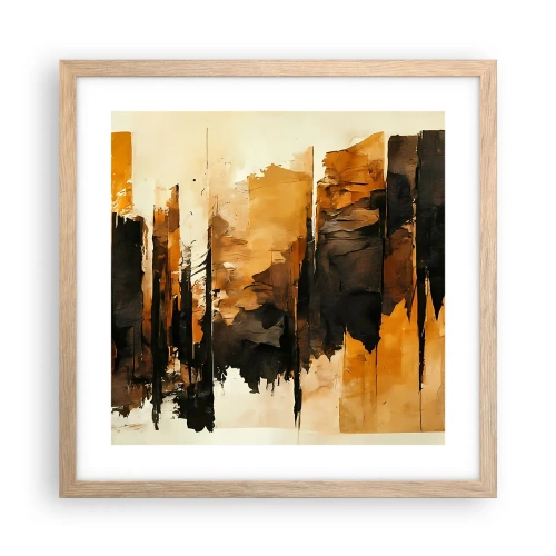 Affiche dans un chêne clair - Poster - Harmonie de noir et d'or - 40x40 cm