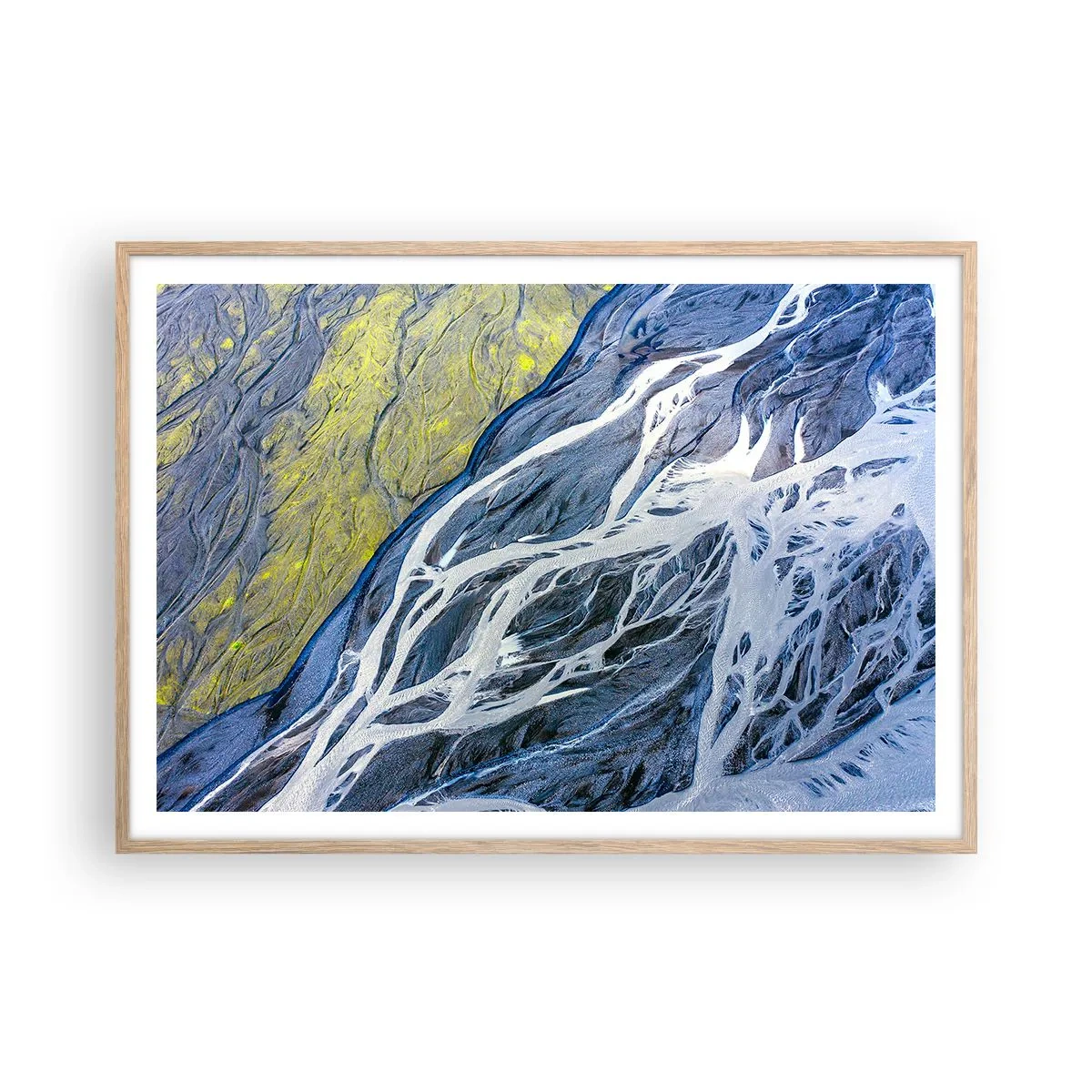 Affiche dans un chêne clair - Poster - Peintures rupestres de la nature - 100x70 cm