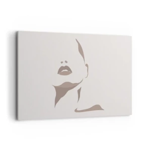 Impression sur toile - Image sur toile - Contour minimaliste du visage d'une femme dans des tons beiges délicats - 120x80cm - Fait de lumière et d'ombre - Décoration murale moderne pour le salon et la chambre ARTTOR
