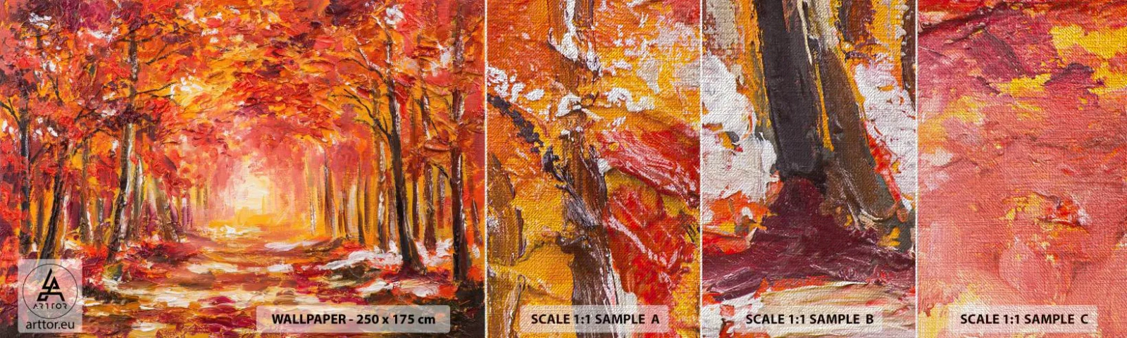 Échantillon de Papier Peint Premium Canvas - Forêt de cuivre - Automne, Parc, Paysage - 100x30 cm