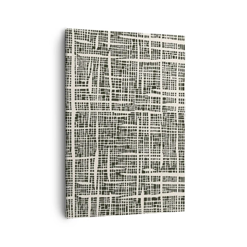 Impression sur toile - Image sur toile - Un motif géométrique ressemblant à une grille sur un fond clair - 50x70cm - Composition tissée - Décoration murale moderne pour le salon et la chambre ARTTOR