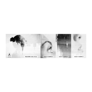 Échantillon de Papier Peint Autocollant Deluxe Sticker - Des deux côtés du verre - Abstraction, Visage de femme, Architecture - 100x30 cm