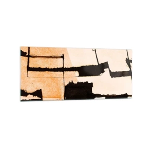 Impression sur verre - Image sur verre - Motifs géométriques dans les tons marron et beige - 120x50cm - De l’ordre malgré tout - Décoration murale moderne pour le salon et la chambre ARTTOR