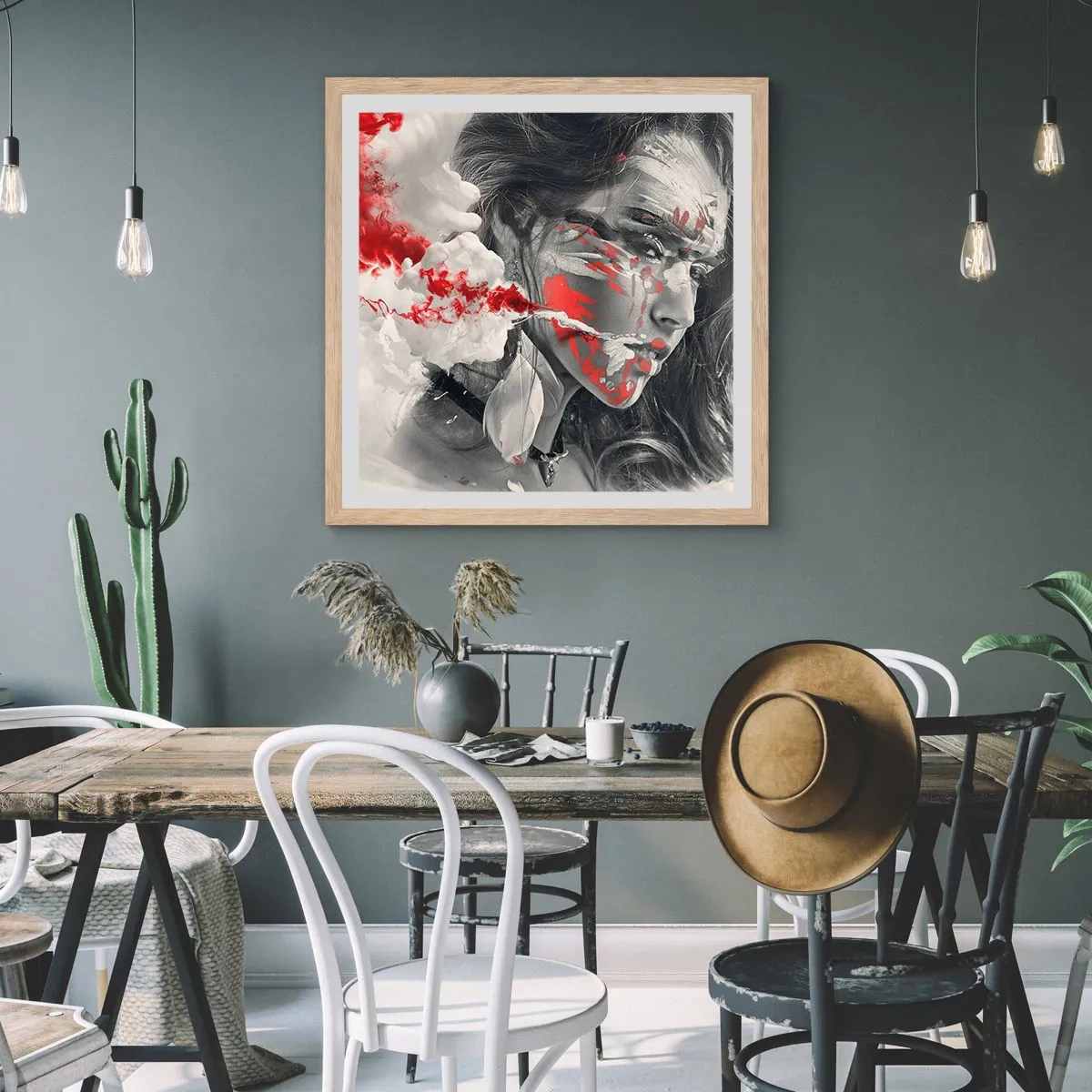 Affiche dans un chêne clair - Poster - Dans les fumées de l'absurde - 50x50 cm