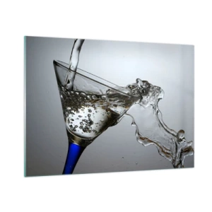 Impression sur verre - Image sur verre - Éclaboussures d'eau dans un verre à martini - 100x70cm - Eau cristalline dans un verre cristal - Décoration murale moderne pour le salon et la chambre ARTTOR