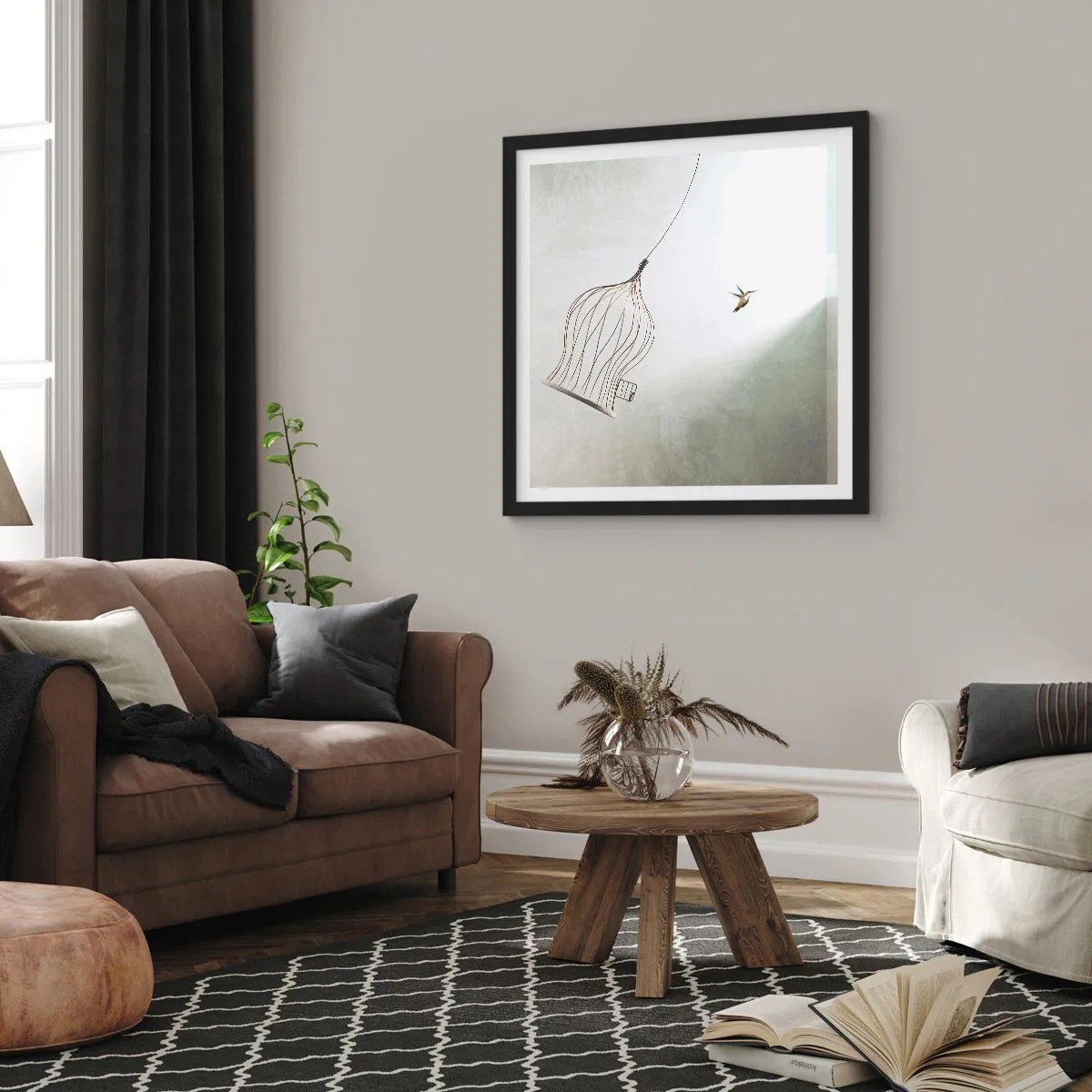 Affiche dans un cadre noir - Poster - Dans son élément - 40x40 cm