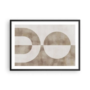 Affiche dans un cadre noir - Poster - Une peinture abstraite dans les tons beiges avec des formes géométriques et de la symétrie. - 70x50cm - Similitudes et différences - Décoration murale moderne pour le salon et la chambre ARTTOR