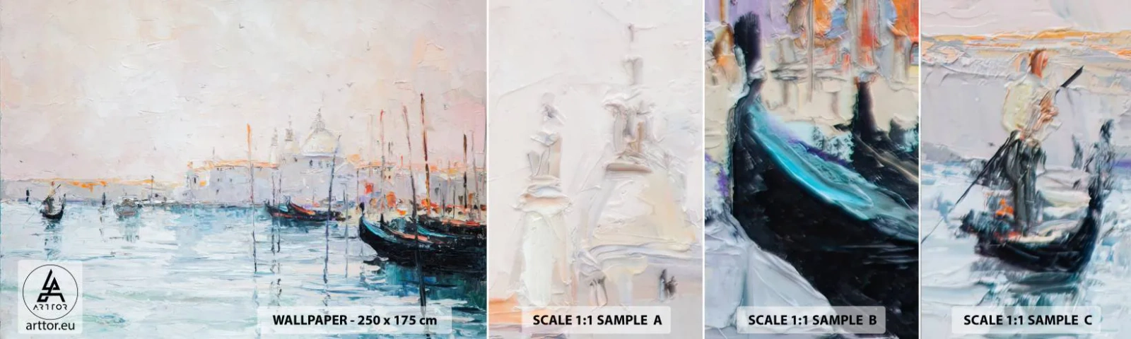 Échantillon De Papier Peint Standard Eco - Derrière l'eau, derrière le brouillard - Morceau, Ville, Venise - 100x30 cm